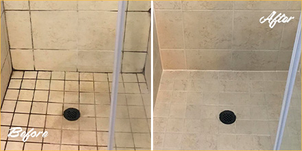 Shower Tile and Grout Cleaning, Before & Afters