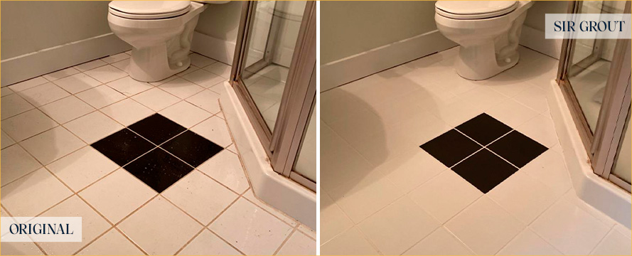 Bathroom Floor Before and After a Flawless Grout Sealing in Colorado Springs, CO