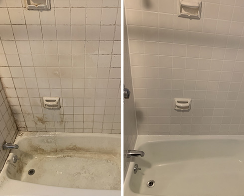 Tile Shower Before and After a Grout Cleaning in Monument, CO