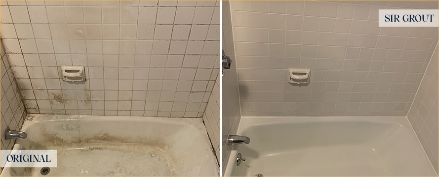 Tile Shower Before and After a Grout Cleaning in Monument, CO