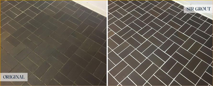 Slate Floor Before and After a Tile Cleaning in Peyton, CO