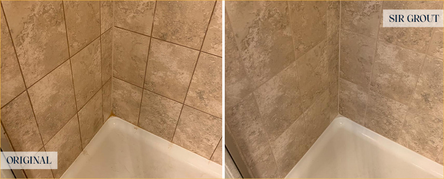 Tile Shower Before and After Our Caulking Services in Fountain