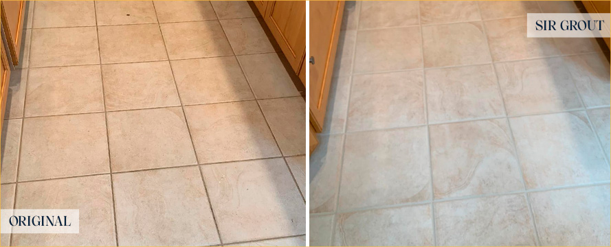 Floor Before and After a Flawless Grout Cleaning in Fountain, CO