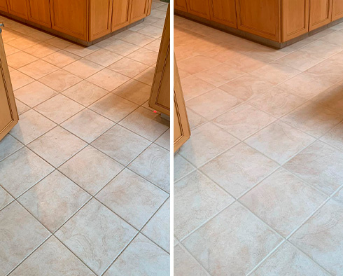 Floor Before and After a Grout Cleaning in Fountain, CO