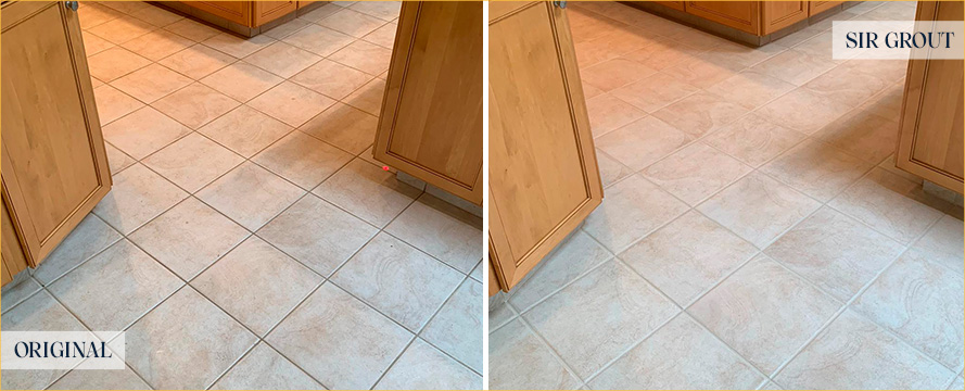 Floor Before and After a Superb Grout Cleaning in Fountain, CO