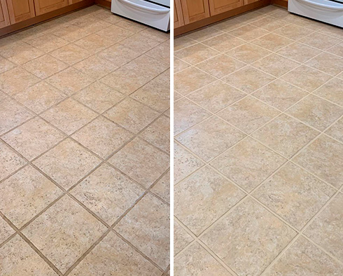 Porcelain Floor Before and After a Tile Cleaning in Fountain