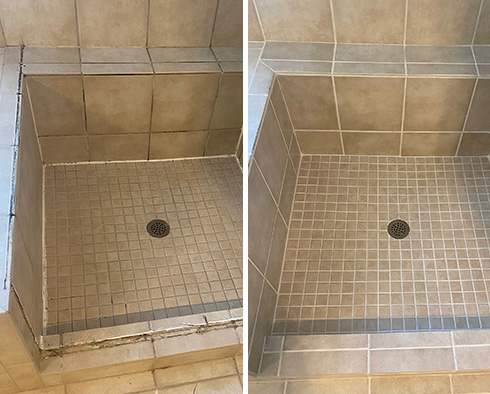 Shower Before and After Our Hard Surface Restoration Services in Colorado Springs, CO