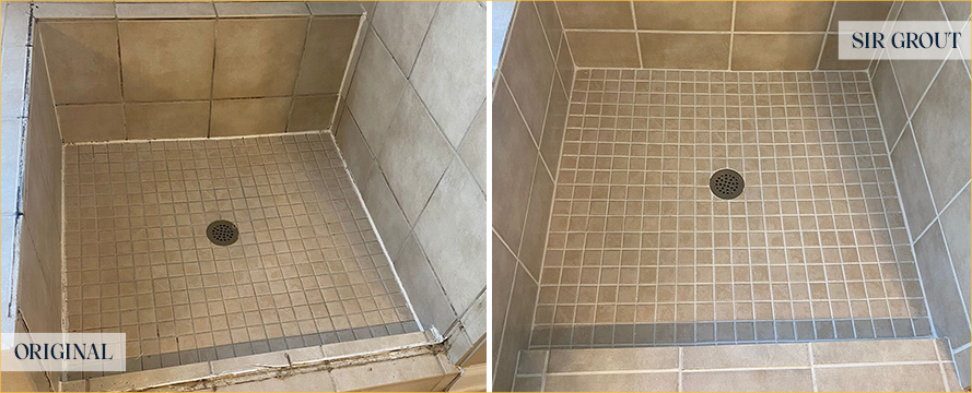 Shower Before and After Our Superb Hard Surface Restoration Services in Colorado Springs, CO