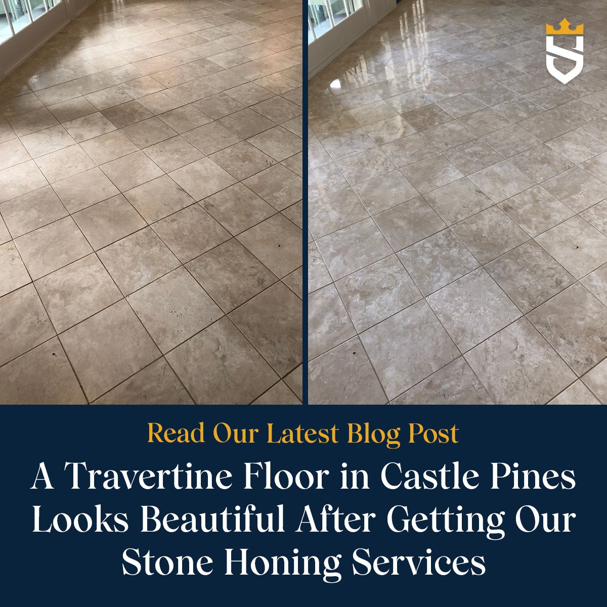 A Travertine Floor in Castle Pines Looks Beautiful After Getting Our Stone Honing Services